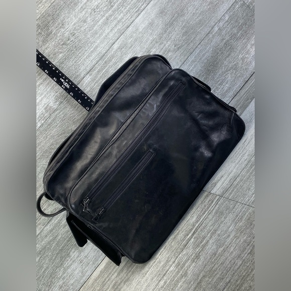 DunHill Leather Black Computer Shoulder Work Business Bag Messenger France Zip - Picture 14 of 16